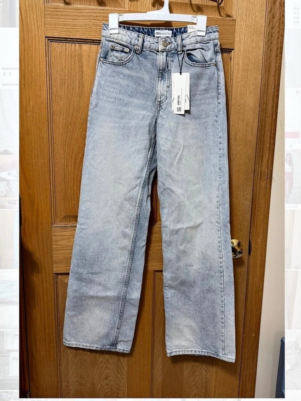 Zara The Boogie Pant Super Wide Leg Jeans Blue Waist 34 NWT